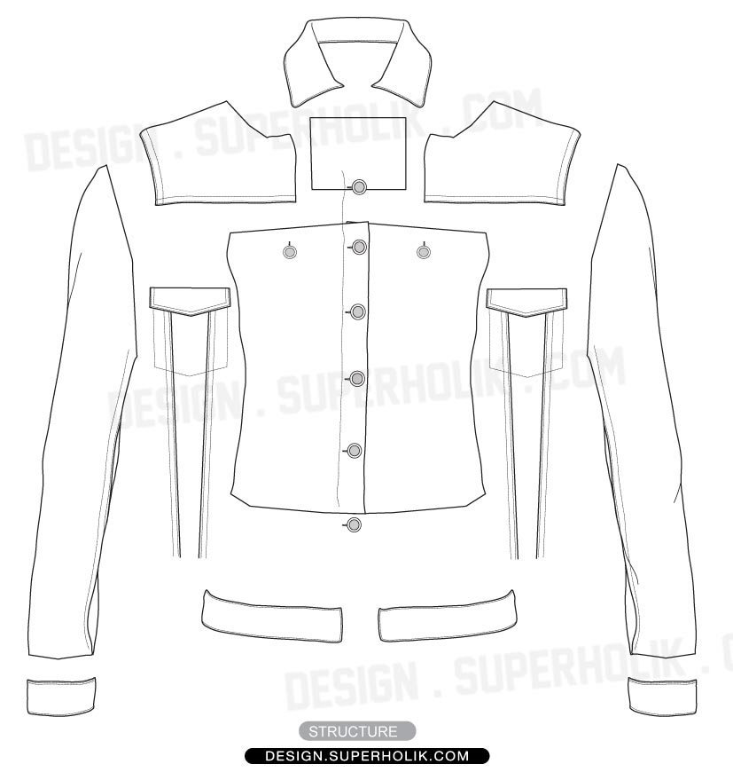 Women’s Jacket template – Flat | SUPERHOLIK
