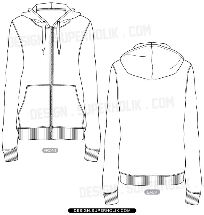 Women’s zip-up hoodie template | hellovector